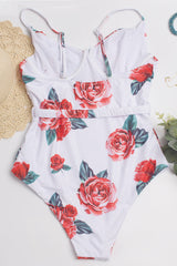 Spaghetti Straps High Waist Red One Piece Swimwear