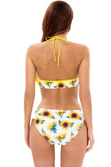 Neckholder-Badeanzug in Gelb mit Rüschen