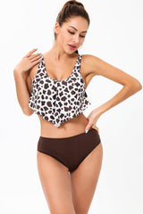 Leopard Two Pieces Brown Swimwear