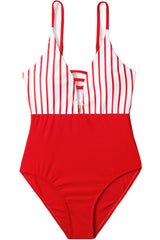 Stripe Spaghetti Straps One Piece Swimwear