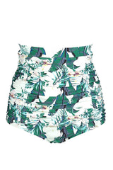 Roter zweiteiliger Bikini mit hoher Taille und Punkten