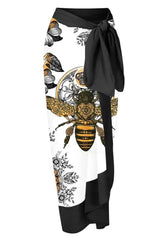 Schwarzer Strandrock-Print Boho Einteiler Cover Ups Badeanzüge