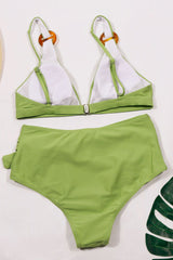 Green Two Piece High Waist Bikinis Swimsuits