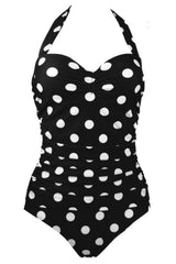 Plus Size Schwarz Weiß Polka Dots Bademode