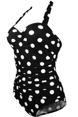 Plus Size Schwarz Weiß Polka Dots Bademode