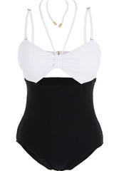 Red and Black Halter One Piece Swimwear