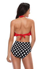 Red and Polka Dots Two Pieces Swimsuit with Ruffles