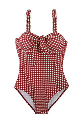Mix Red Grid One Piece Bikini