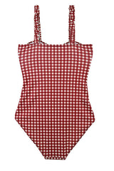 Mix Red Grid One Piece Bikini