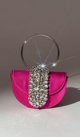 CLUTCH DE CRISTAL SATÉN EN ROSA FUSION