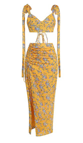 FLORAL DESIGN TWO PIECE SET IN YELLOW