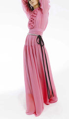 Langärmliges Kleid mit Blumenlaterne und Schnürung