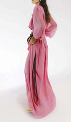 Langärmliges Kleid mit Blumenlaterne und Schnürung