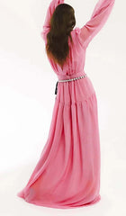 Langärmliges Kleid mit Blumenlaterne und Schnürung