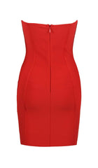 BLUMENVERZIERTES KORSETT-MIDIKLEID IN WEINROT