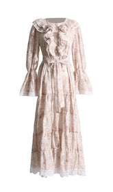 Maxikleid aus Baumwolle mit Blumen in Weiß