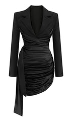 FOLD SUIT MIDI DRESS IN BLACK
