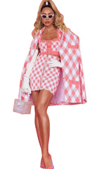 Traje de falda con estampado geométrico
