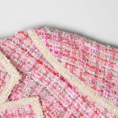 Zweireihige rosa Jacke mit Taschen