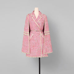 Zweireihige rosa Jacke mit Taschen