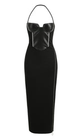 Neckholder-Maxikleid in Schwarz