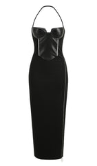 Neckholder-Maxikleid in Schwarz