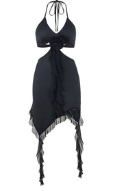 UNREGELMÄSSIGES MINIKLEID MIT SPITZENHALTER