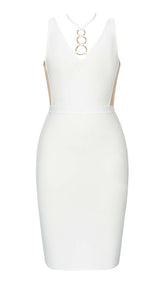 MIDIKLEID MIT NECKHOLDER-RIEMENDETAIL IN WEISS