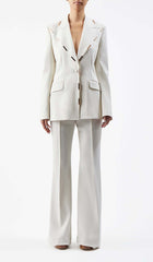 HIGH-RISE FLARED JACKET SUIT IN IVORY