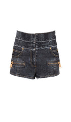 Zweiteiliges Set aus hoch tailliertem, verwaschenem Denim