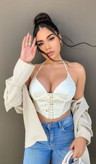 Halter satin camisole top.