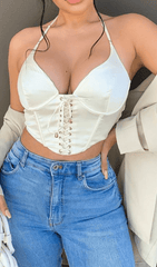 Halter satin camisole top.