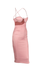High elastic dress with diamond chain sling.