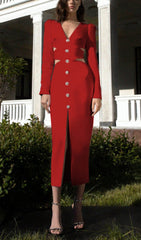 HOLLOW SLIM-FIT KLEID IN ROT