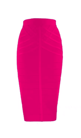 Gestrickter Rock mit gestreifter Textur in Rosa mit hoher Taille