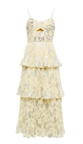 JACQUARD-MIDIKLEID MIT STUFEN IN GRAU