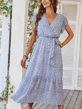 Sexy lässiges Midikleid mit Blumenmuster und Bindegürtel