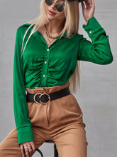 Solid Color Pleated Temperament Elegant Blouse