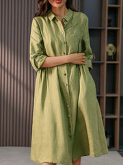 Elegante vestido midi de color liso fino con estampado francés