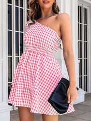 One Shoulder Multi Layered Puff Sleeve Mini Dress