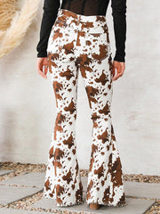 Trendy Fashion Print High Waist Flared Slim Vielseitige Hose