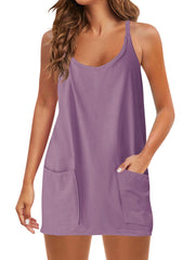 Spaghetti Strap Sundress Athletic V Neck Mini Dress