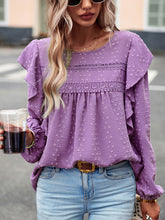 Lockere, lässige, bequeme Bluse mit langem Rundhalsausschnitt für den Weg zum Pendeln