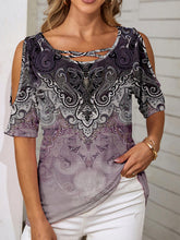 Schulterfreies T-Shirt mit Farbverlauf und Rundhalsausschnitt