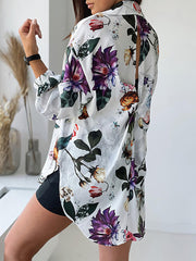 Fashion Lapel Printed Long Sleeve Blouse