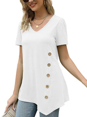 Short Sleeve V Neck Loose Casual T-Shirt