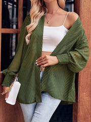 Comfortable Loose Jacquard Fresh Fashion Casual Solid Color Cardigan - Closed - Bishop - Poet - Jewel