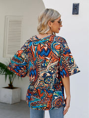 Oblique Shoulder Print Bands Bandage Loose T-Shirt