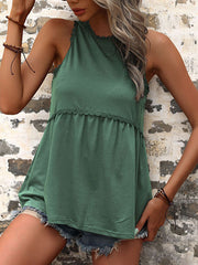 Tops Fashion Stitching Wood Ear Side Halter Tank Top