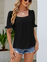 Square Neck Babydoll Ruffled Sleeve T Shirt
